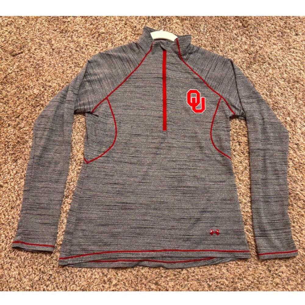 Under Armour University of Oklahoma Women's Fitted Heat Gear Zip Pullover, M